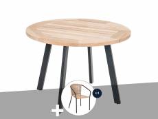Table de jardin ronde en bois teck Ø 105 cm Cocos