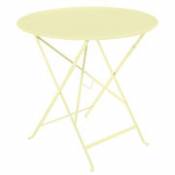 Table pliante Bistro / Ø 77cm - Trou pour parasol - Fermob jaune en métal