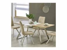 Table salle à manger bois blanc et métal milena 579
