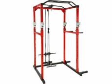 Tectake cage de musculation, rack de musculation, station de fitness - noir/rouge 402738