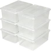 Tectake - Lot de 6 boîtes de rangement en plastique pour chaussures avec Couvercle - blanc transparent