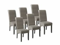 Tectake lot de 6 chaises aspect cuir - gris marbré 403629