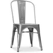 Tolix Style - Chaise Stylix - Siège carré - Métal Argenté - Fer - Argenté