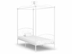 Vidaxl cadre de lit à baldaquin blanc métal 90 x