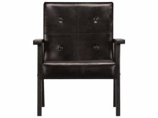 Vidaxl fauteuil noir cuir véritable 247642