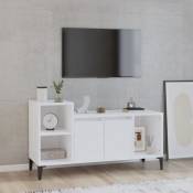 Vidaxl - Meuble tv Blanc brillant 100x35x55 cm Bois d'ingénierie