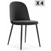 Vs Venta-stock - Lot de 4 chaises Kana noir, pieds en métal et assise rembourrée - noir