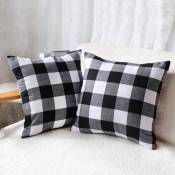 2pcs Checkers Plaid polyester-coton Housses de coussin