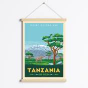 Affiche Tanzanie Afrique + Cadre Magnétique (Bois)