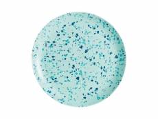Assiette plate turquoise 25cm venizia - luminarc - verre opale extra résistant
