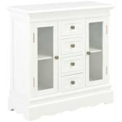 Buffet bahut armoire console meuble de rangement blanc 70 cm bois de pin massif - Blanc