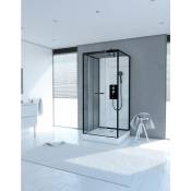 Cabine de douche carrée 80x80x230cm - extra blanc et profilé noir mat - lunar square 80