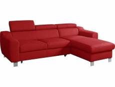 Canapé d'angle convertible en cuir italien de luxe 5 places astoria, rouge foncé, angle droit