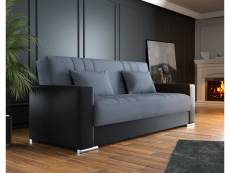 Canapé-lit conteneur 3 places, avec 2 coussins inclus, 230 x96x 101h cm, couleur noir et gris 8052773728102