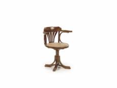 Chaise bois rotin marron 62x52x78cm - bois, rotin - décoration d'autrefois