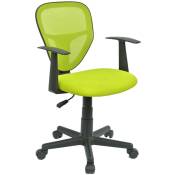 Chaise de bureau pour enfant studio fauteuil pivotant et ergonomique avec accoudoirs, siège à roulettes hauteur réglable, mesh vert - Vert