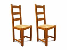 Chaises en bois assise paille (lot de 2) - riga