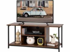 Costway meuble tv support de télévision jusqu'à 50 pouces avec etagère réglable et 2 trous des câbles 110x40x49,5 cm pour salon