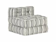 Coussin de sol pouf modulaire chaise longue en tissu gris rayé 60x70x51 cm dec021299