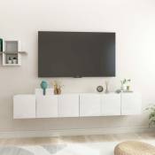 Design In - Meubles tv suspendus 3 pcs pour Salon - Armoire tv Blanc brillant 60x30x30 cm BV488622