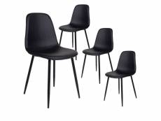 Dyvik - lot de 4 chaises simili noir et piétement acier noir