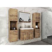 Ensemble meubles salle de bain design suspendu XL - Effet chêne HARMONY - bois clair