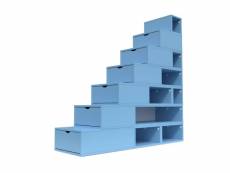 Escalier cube de rangement hauteur 175 cm bleu pastel