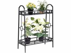 Gientex étagère à fleurs fer forgé à 2 niveaux, porte plante en métal avec 2 poignées et structure stable pour intérieur/extérieur