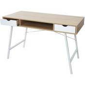 Hegele - jamais utilisé] Bureau HHG-165, table d'ordinateur, structure 3D 120x60cm brun naturel, blanc - brown