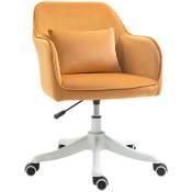 HOMCOM Fauteuil Chaise de bureau velours fauteuil bureau massant coussin lombaire intégré hauteur réglable pivotante 360° jaune