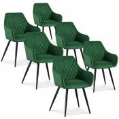 Intensedeco - Lot de 6 chaises Victoria en velours vert pieds noir - Vert
