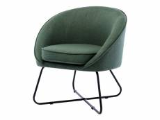 Jonas - fauteuil design tissu vert forêt pieds métal noir