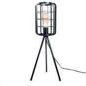 Lampe de Table, à Poser Salon, Trépied Chambre, Bureau Métal Industrielle Noir Abat-Jour Forme Cage h 61 cm - Luminaire d'intérieur - Noir
