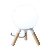 Lampe de table en bois moon ampoule G9 incluse - Blanc - Blanc