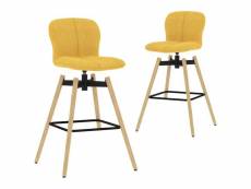 Lot de chaises pivotantes de bar 2 pcs jaune tissu - jaune - 50 x 41 x 98 cm