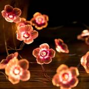 Lumières De Ficelle De Fleur De Prunier, Chaîne De Fil De Cuivre De Fleur De Cerisier Rose De 7 Pieds 20 Led à Piles - Aiducho