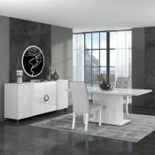 Marika - Buffet 4P avec Leds + Table Allongeable 160-200cm - Blanc