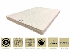 Matelas souple avec latex naturel pour canapé lit + alèse 130x190 x 10 cm - 7 zones de confort - ame poli lattex hd haute résilience - hypoallergéniqu