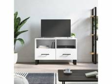 Meuble tv contemporain | banc tv armoire tv | blanc 80x36x50 cm bois d'ingénierie meuble pro frco54634