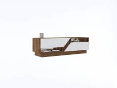 Meuble tv tiroirs trapèze 160cm magnifikal bois et blanc