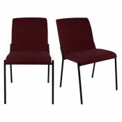 Meubletmoi - Lot de 2 chaises en tissu rouge et piètement