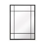 Miroir Art Déco rectangulaire en métal noir 97 x 67 cm