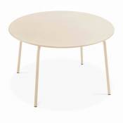 Oviala - Table de jardin ronde en acier ivoire 120