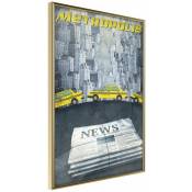 Paris Prix - Affiche Murale Encadrée 'metropolis News' 20 x 30 Cm Or