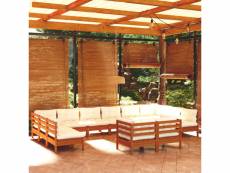 Salon de jardin 12 pcs avec coussins marron miel bois