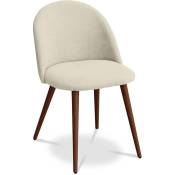 Scandinavian Style - Chaise de salle à manger - Tapissée en tissu - Style scandinave - Evelyne Beige - Métal finition effet bois, Tissu, Bois - Beige
