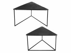 Set de 2 tables basses triangle en métal noir, longueurs