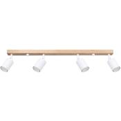 Spot verdo GU10 4 x 10W acier blanc, bois L:19,5cm l:19,5cm H:117cm dimmable