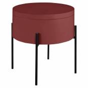 Table appoint / Chevet en mdf rouge, piètement métal