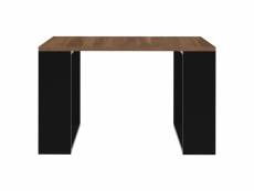 Table basse 65x65x40 cm noyer/noir en panneau de particules
